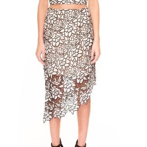 Keepsake Black and White Lace Flower Midi Skirt